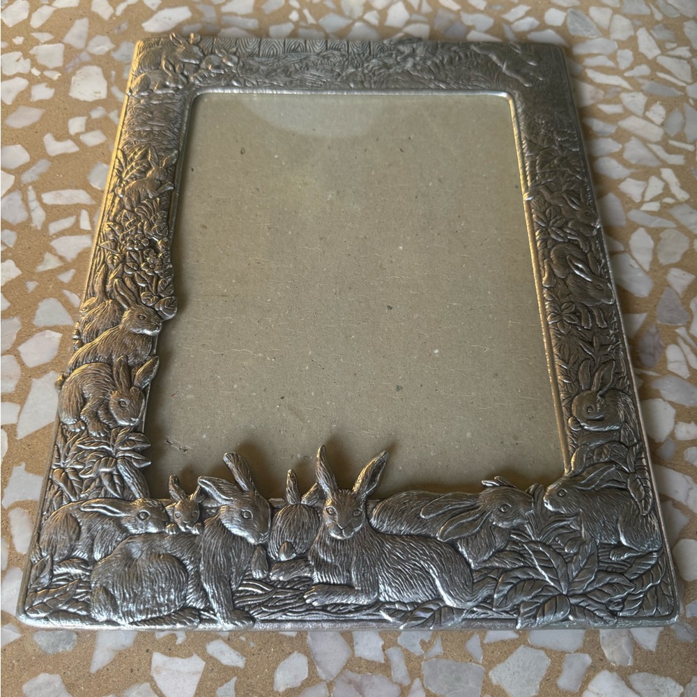 Rare extra large Arthur Court 1987 ornate silver rabbit picture frame